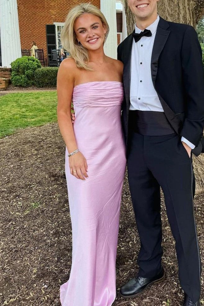 Elegant Sleeveless Pink Pleated Sheath Maxi Dress