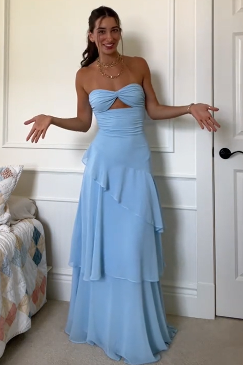 Sweetheart Yellow Keyhole Ruffle Mermaid Prom Dress