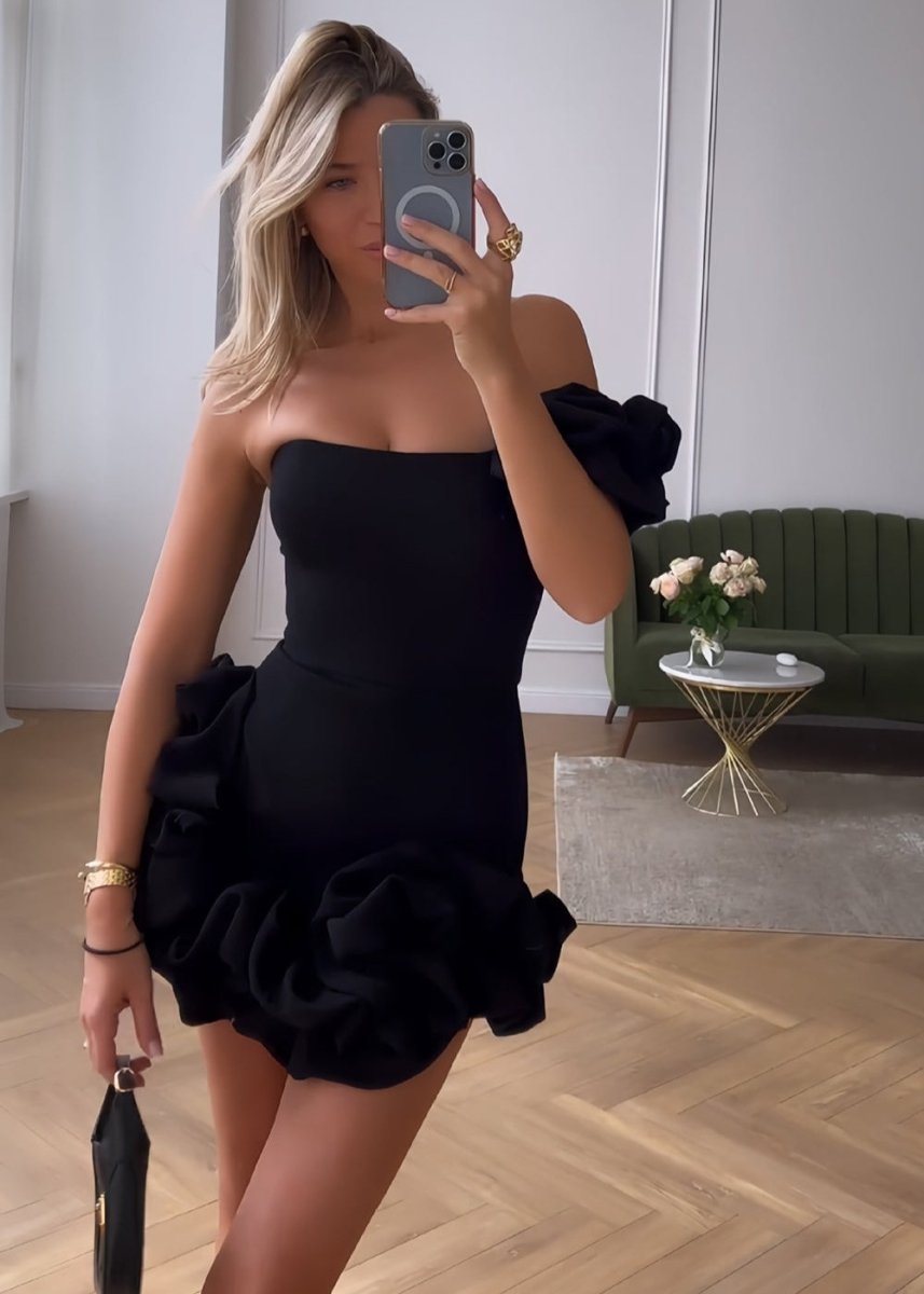 One Shoulder Ruffle Tight Homecoming Dress