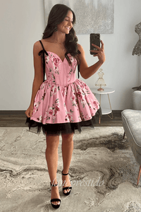 Princess Sweetheart Floral A-Line Homecoming Dress