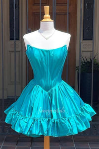 Strapless A-Line Homecoming Dress with Ruffle Hem