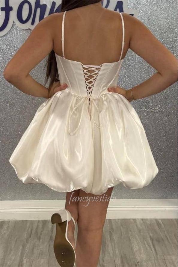 Princess Straps Ruched A-Line Homecoming Dress