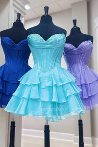Sweetheart Applique Corset Ruffle Homecoming Dress