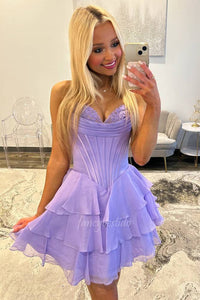 Sweetheart Applique Corset Ruffle Homecoming Dress