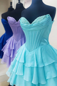Sweetheart Applique Corset Ruffle Homecoming Dress