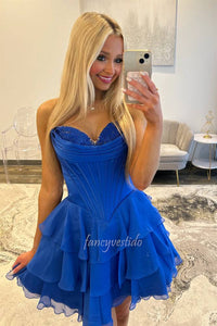 Sweetheart Applique Corset Ruffle Homecoming Dress