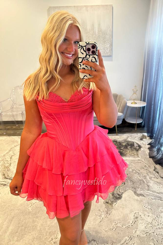 Sweetheart Applique Corset Ruffle Homecoming Dress FancyVestido Sweetheart Applique Corset Ruffle Homecoming Dress FancyVestido