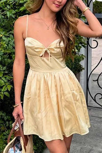 Spaghetti Straps Corset A-Line Short Party Dress
