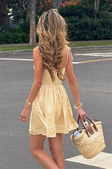Spaghetti Straps Corset A-Line Short Party Dress