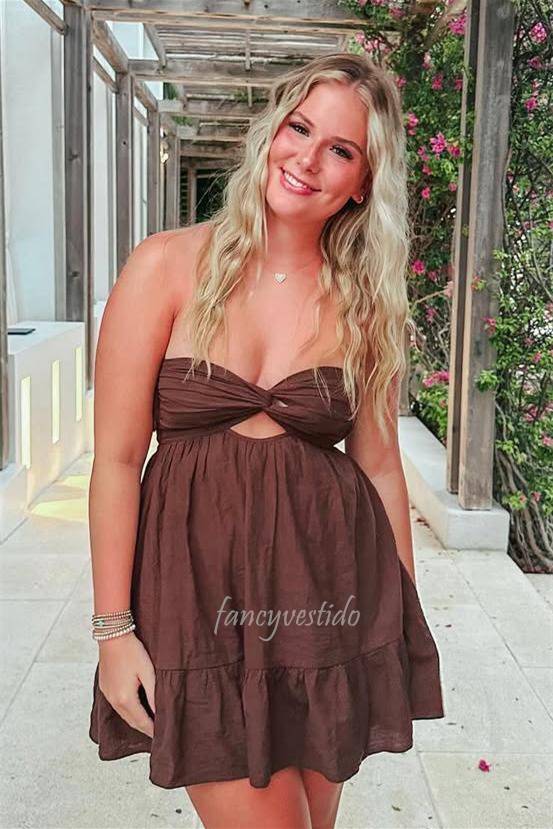 Strapless Twist Knot A-Line Short Dress