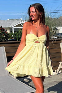 Strapless Twist Knot A-Line Short Dress