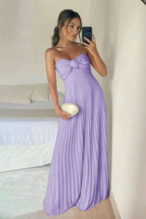 Strapless Keyhole Pleated Chiffon A-Line  Prom Dress