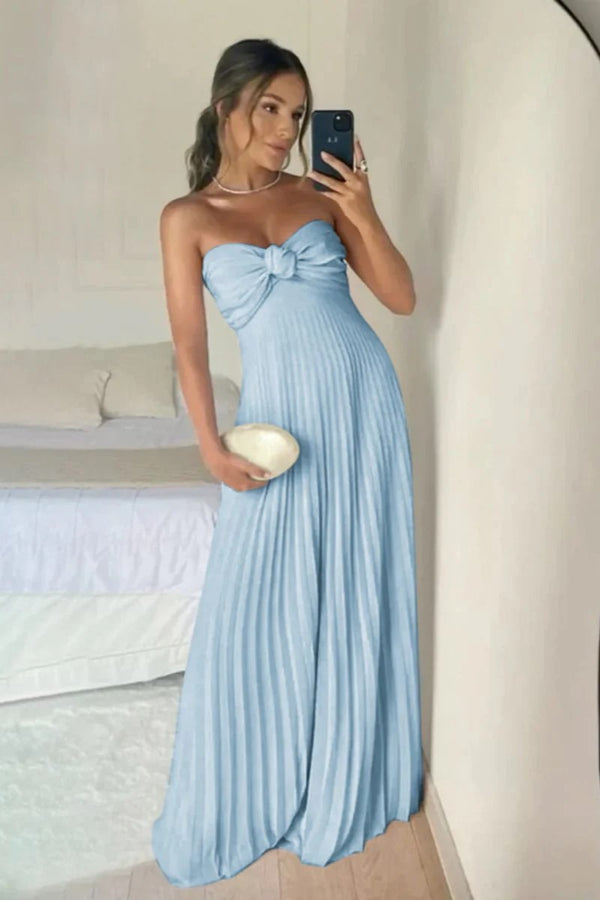 Strapless Keyhole Pleated Chiffon A-Line  Prom Dress