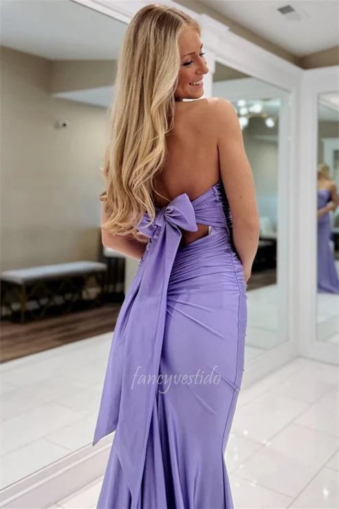 Strapless Sweetheart Mermaid Prom Dress with Bow Back