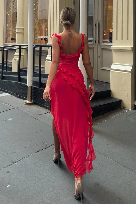 Chic Off Shoulder Tiered Mermaid Prom Dress with High Slit FancyVestido Chic Off Shoulder Tiered Mermaid Prom Dress with High Slit FancyVestido