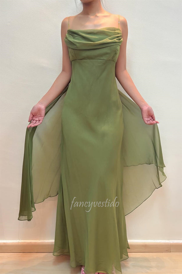 Elegant Bateau Pleated Long Formal Prom Dress