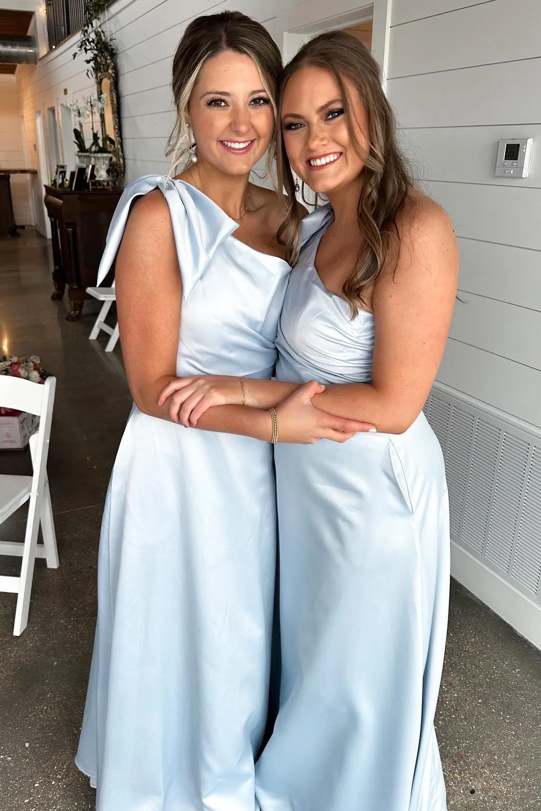 One Shoulder Light Blue A-line Bridesmaid Dress with Bow FancyVestido One Shoulder Light Blue A-line Bridesmaid Dress with Bow FancyVestido