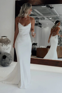  Sexy Spaghetti Straps Mermaid Wedding Dresses with Lace-Up