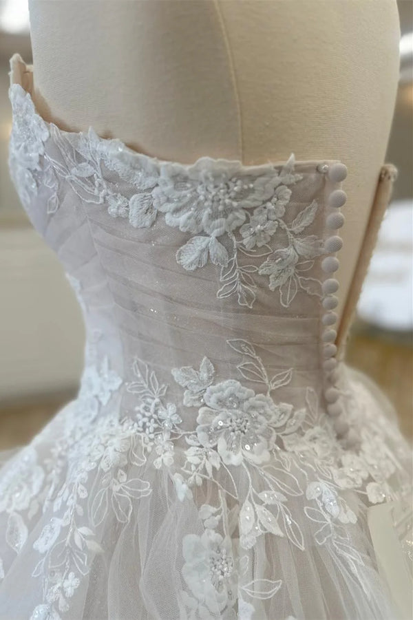 Dreamy Sweetheart Lace Layered A-Line Wedding Dress
