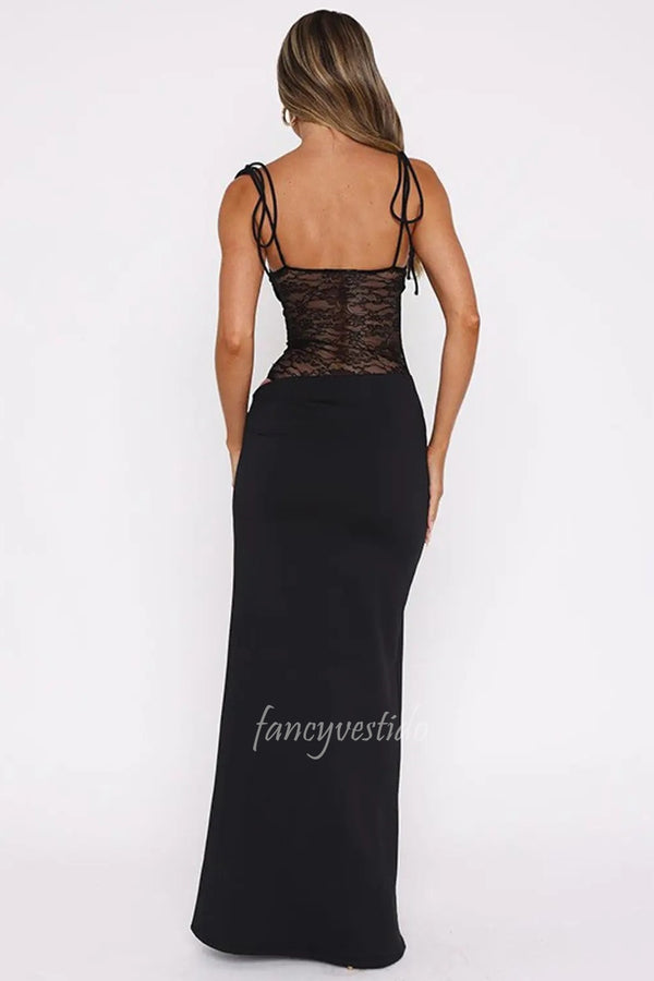 Chic Spaghetti Straps Lace Tight Mermaid Prom Maxi Dress