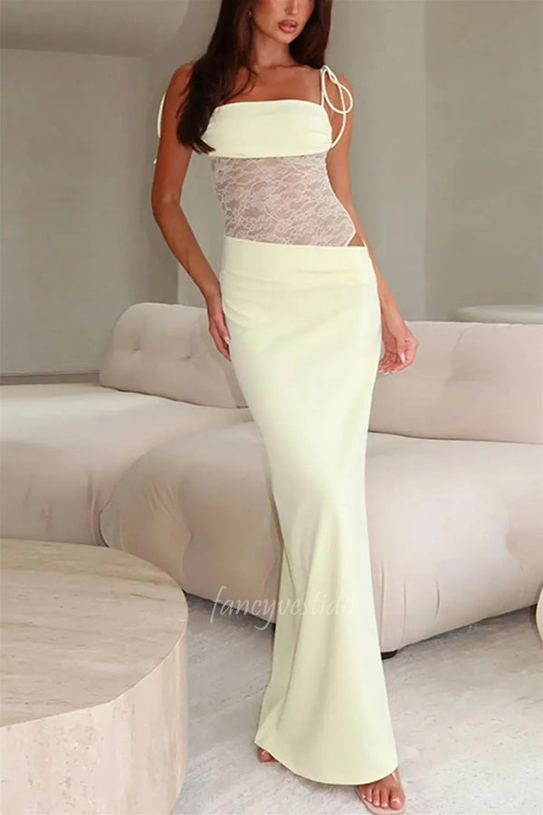 Chic Spaghetti Straps Lace Tight Mermaid Prom Maxi Dress