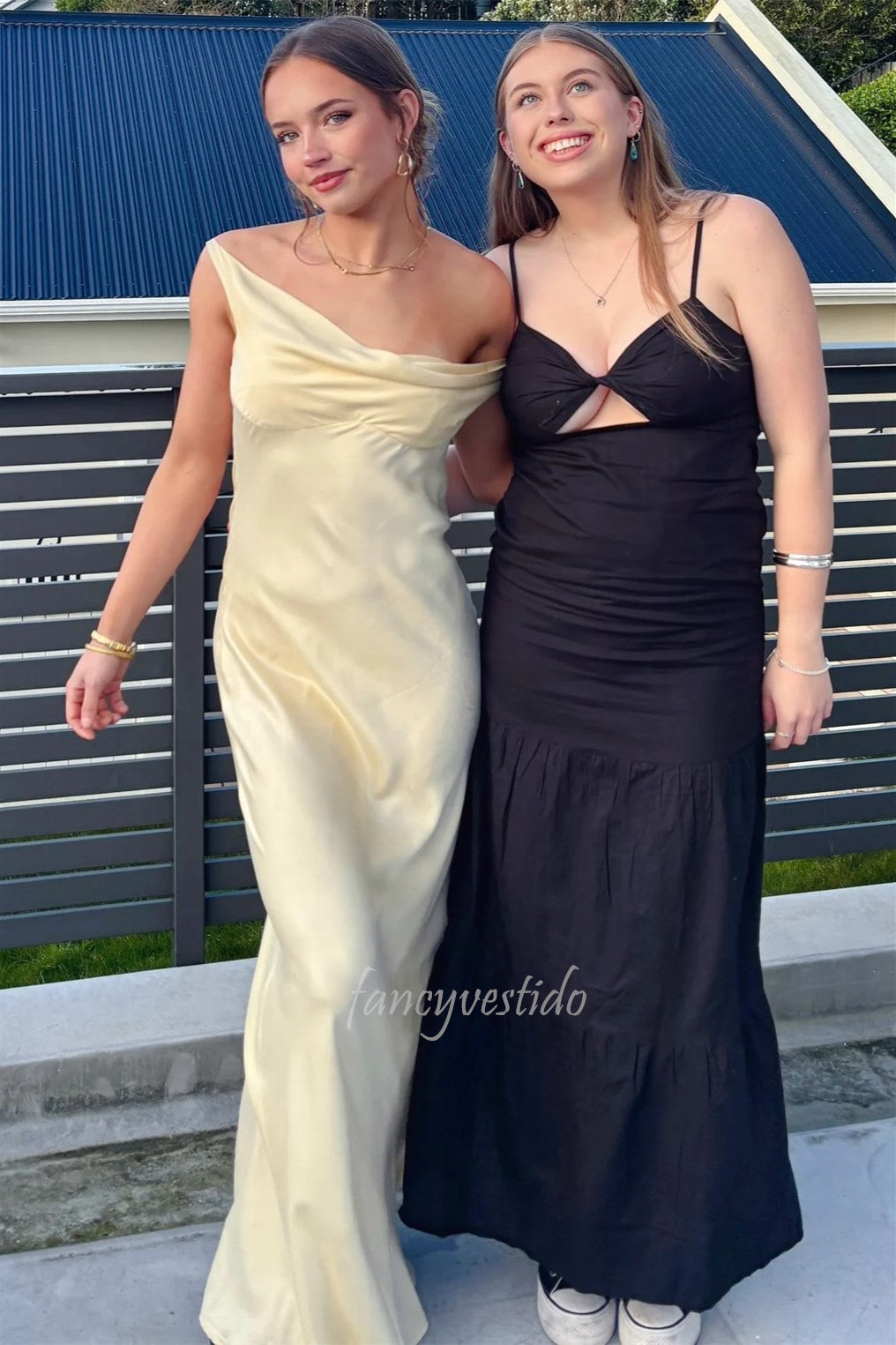 Chic One Shoulder Satin Sheath Maxi Prom Dress