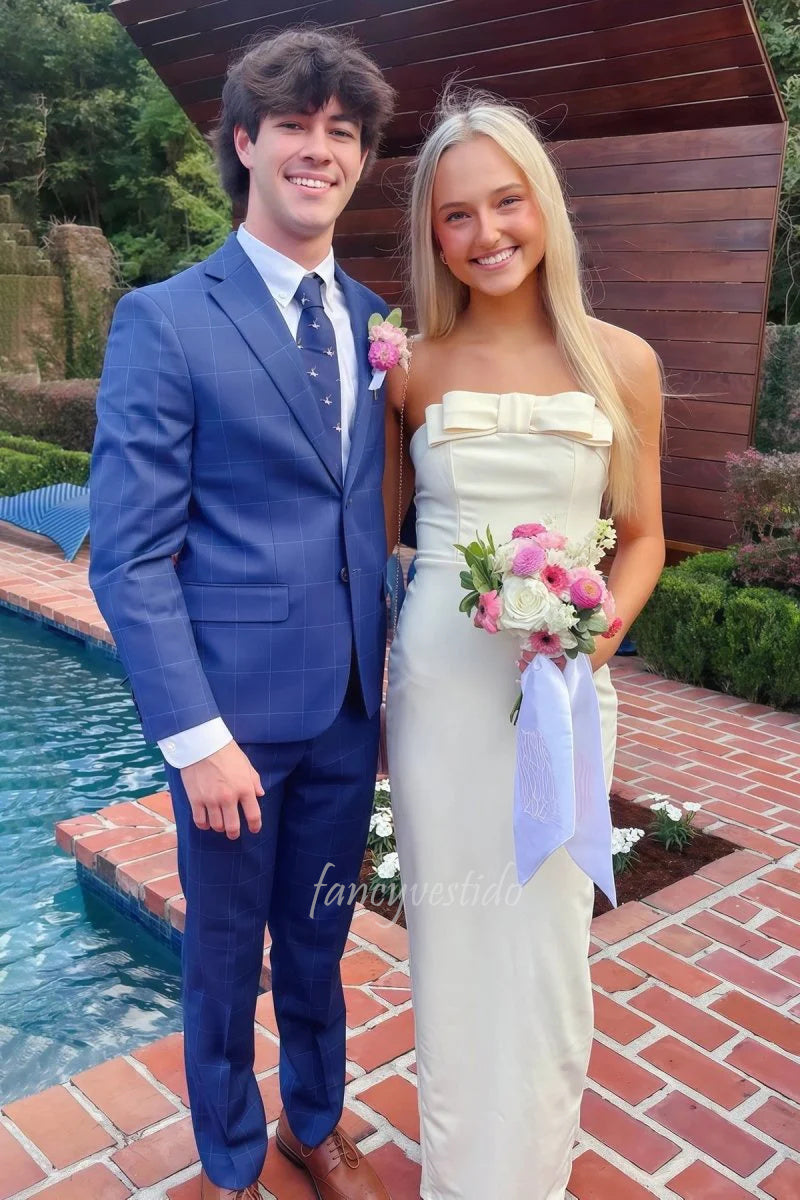 Charming Strapless Sheath Prom Dress Gown with Bow