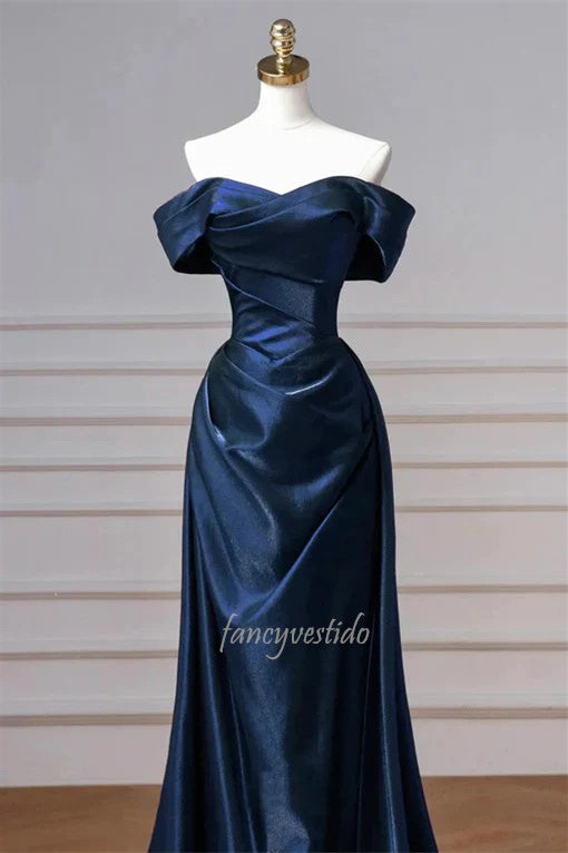 Elegant Off-Shoulder Burgundy Satin Evening Prom Gown FancyVestido Elegant Off-Shoulder Burgundy Satin Evening Prom Gown FancyVestido