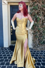 Sweetheart Fuchsia Pleated Mermaid Long Prom Dress
