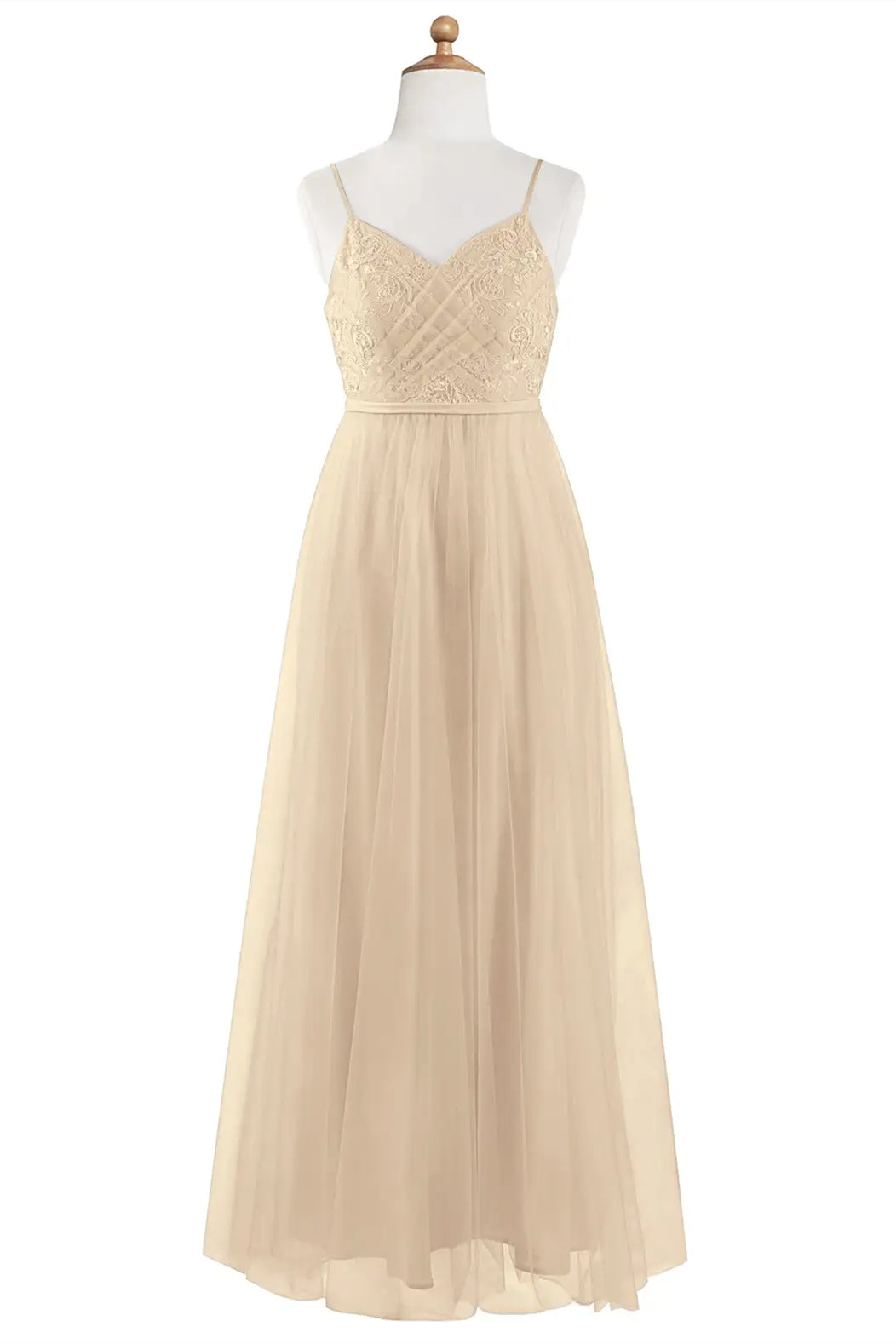 Gold Tulle Lace V-Neck A-Line Flower Girl Dress – FancyVestido