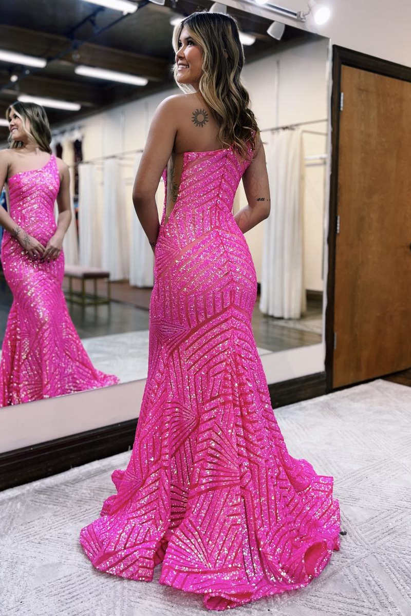 Mermaid One Shoulder Red Long Prom Dress,DS5020