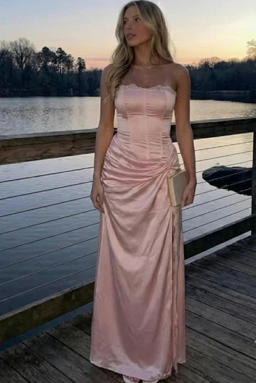 Satin Fitted Ruched Empire Sweetheart Strapless Party Prom Dress