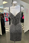 Gorgeous Black Tight Homecoming Dress with Rhinestones