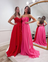 Sweetheart Strapless Sleeveless Chiffon A-Line Party Prom Dress