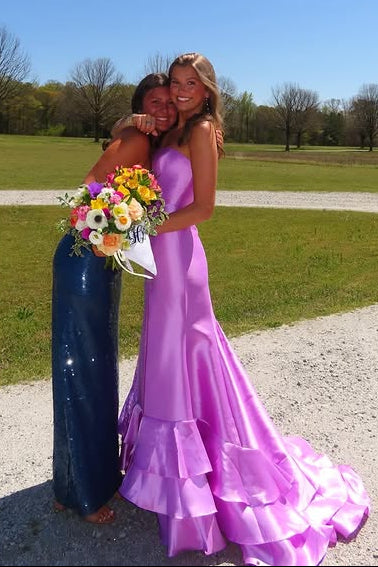 Modest Satin Mermaid Strapless Party Prom Dress With Tiered Train