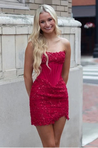 Fashion Strapless Zipped Two Tone Short Homecoming Dress