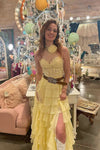 High Neck Hot Pink Ruffle Chiffon Long Prom Dress with 3D Flower
