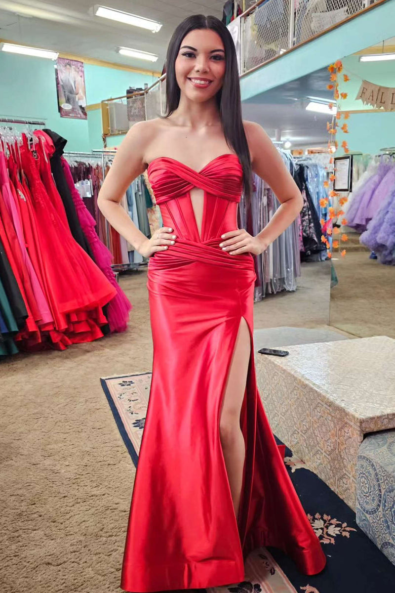 Sweetheart Cut Out Mermaid Long Prom Dress with Slit