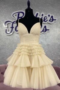 straps a-line champagne short homecoming dress full front short 