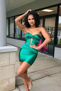 sweetheart green keyhole tight homecoming dress