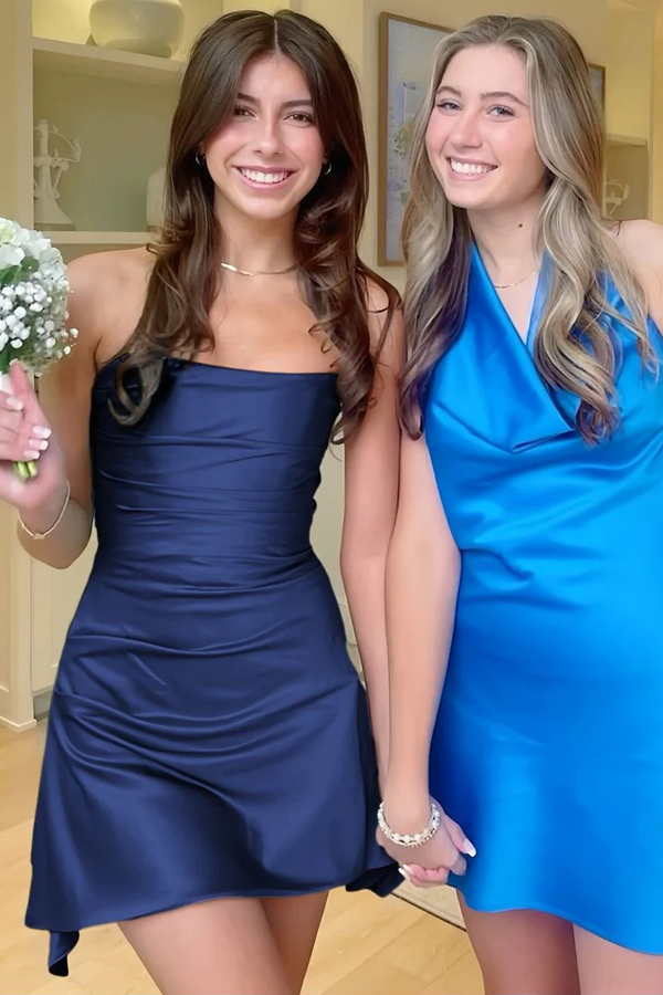 Strapless Pleated A-Line Party Homecoming Dress