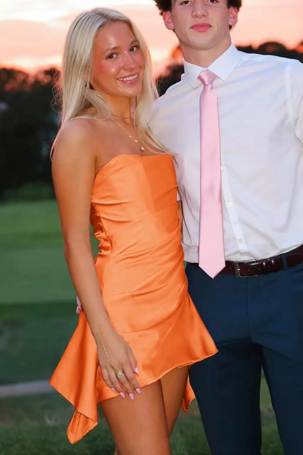Strapless Pleated A-Line Party Homecoming Dress