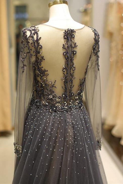 Elegant V-Neck Long Sleeve Prom Dress With Sequin Details FancyVestido Elegant V-Neck Long Sleeve Prom Dress With Sequin Details FancyVestido