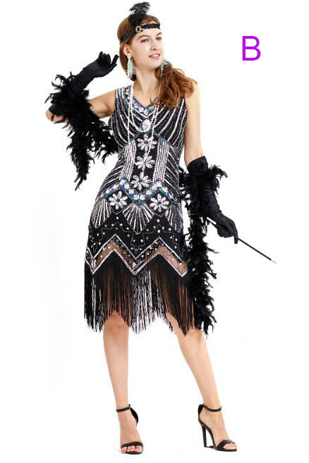 Sheath Sequined Black and Silver Party Dress with Tassel