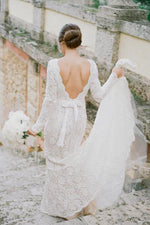 Princess Long Sleeves Mermaid Ivory Lace Wedding Dress