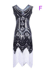 Sheath Sequined Black and Silver Party Dress with Tassel