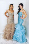 Cascading Ruffles Mermaid Prom Gown with Open Back