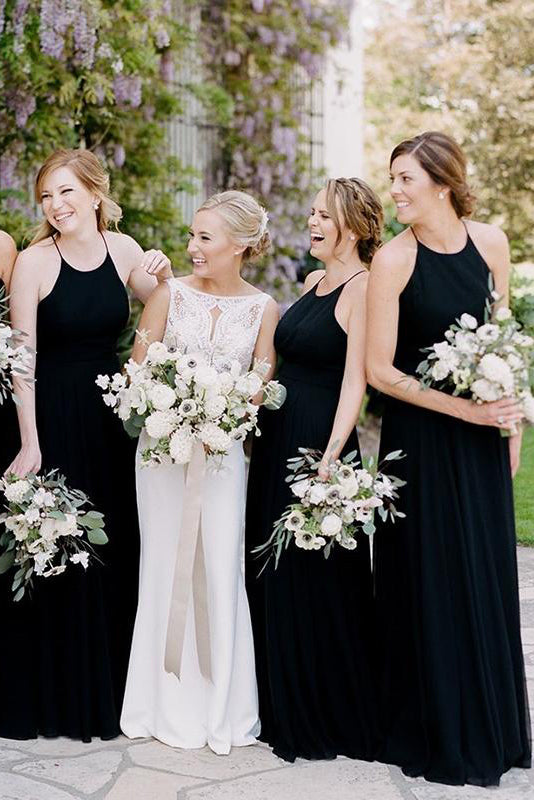 Spaghetti Straps Long Black Bridesmaid Wedding Party Dress FancyVestido Spaghetti Straps Long Black Bridesmaid Wedding Party Dress FancyVestido