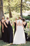 Elegant Dark Navy Chiffon Floor Length Bridesmaid Dress