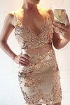 Spaghetti Straps Sequins Short Party Dress